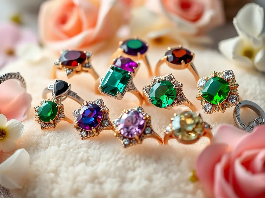 Gemstone engagement rings